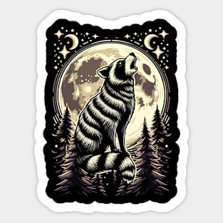 Raccoon Howling at the Moon Sticker